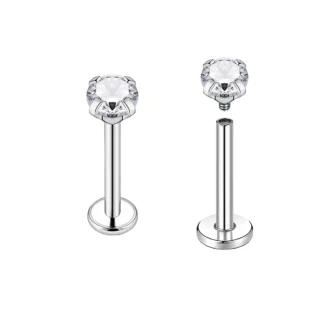 Micro Piercing Rosca Interna Titanio Com Strass Prata