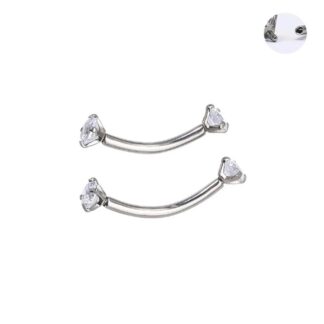 Piercing Barbell Curvo Titanio com Strass 2