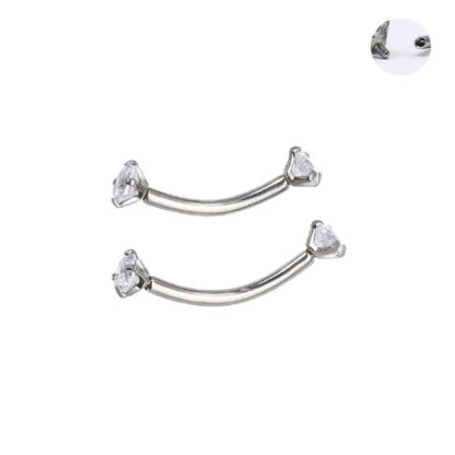 Piercing Barbell Curvo Titanio com Strass 2