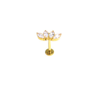 Piercing Barbell Reto Titanio com Enfeite Dourado