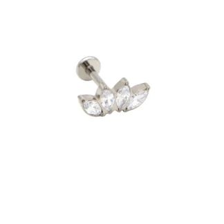 Piercing Barbell Reto Titanio com Enfeite Prata