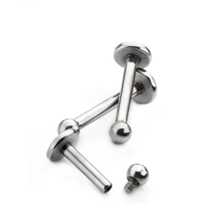 Piercing Labret Rosca Interna Titanio Prata