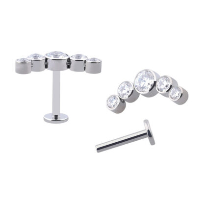 Piercing Labret Rosca Interna Titanio com 5 Strass