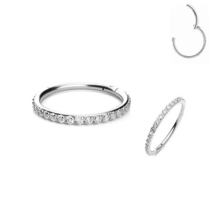 Piercing Segment Titanio Prata com Strass