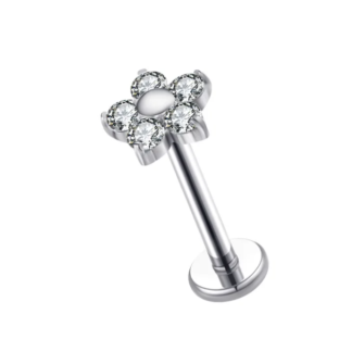 piercing flor titanio prata
