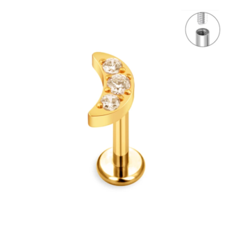 piercing lua titanio rosca interna dourado