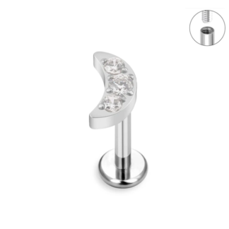 piercing lua titanio rosca interna prata