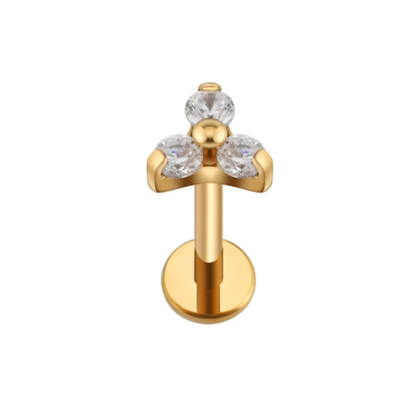 piercing trinity zirconias titânio dourado