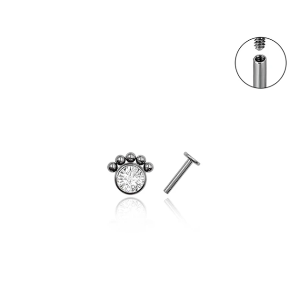 piercing labret titânio com zircônias