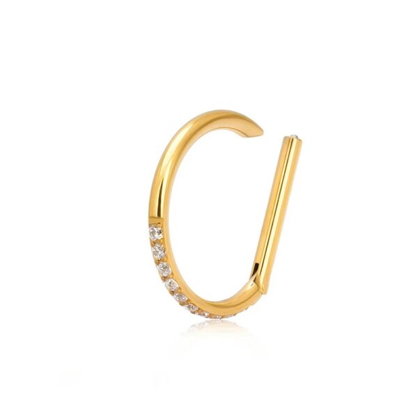 piercing d ring titanio zirconias segment dourado