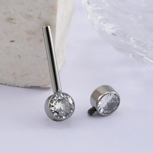 piercing mamilo titanio zirconias rosca interna