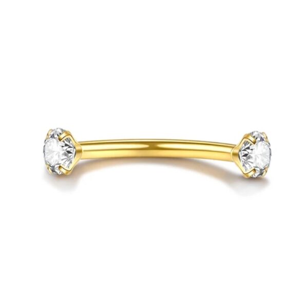 piercing sobrancelha titanio dourado zirconias