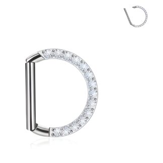Piercing Argola Segment D Ring em Titânio com Zircônias