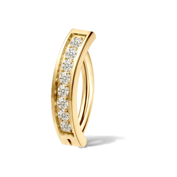 piercing umbigo clicker titanio dourado zirconias