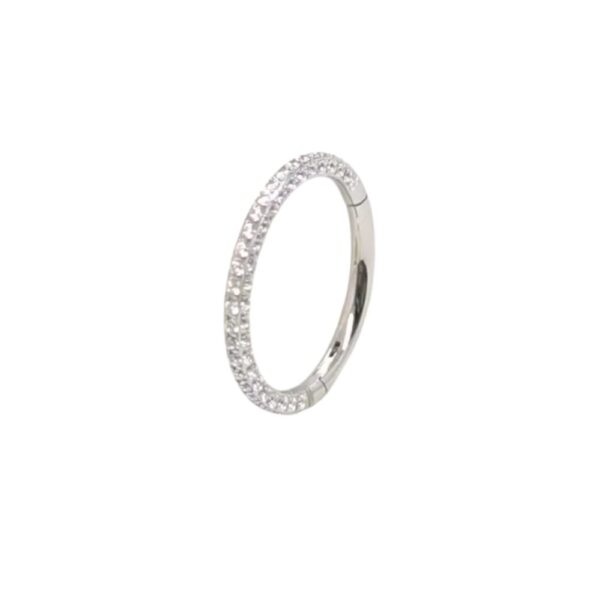 piercing argola segment clicker trifacetado de titânio com zircônias
