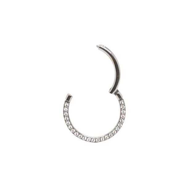 piercing argola segment clicker trifacetado de titânio com zircônias