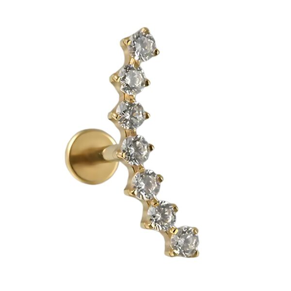 piercing titanio cluster dourado com zirconias cravejadas