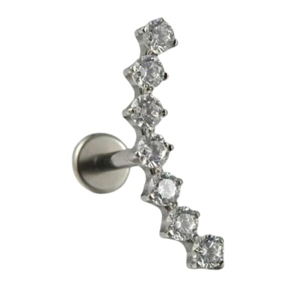 piercing titanio cluster com zirconias cravejadas