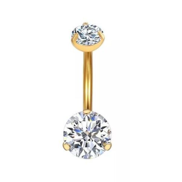 piercing de umbigo titanio dourado zirconia cravejada