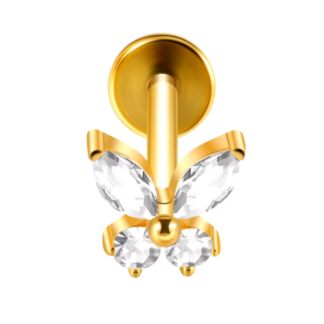 piercing de asas de borboleta em titânio gold