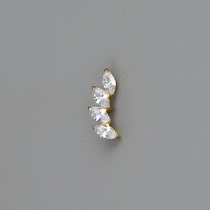 Piercing Cluster 4 Pedras em Titânio Dourado PVD com Zircônias