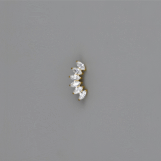 Piercing Cluster Navete em Titânio Dourado PVD com Zircônias