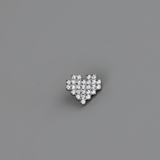 Piercing Coração Pixel em Titânio com Zircônias