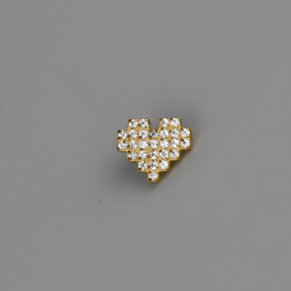 Piercing Coração Pixelado em Titânio Dourado PVD com Zircônias