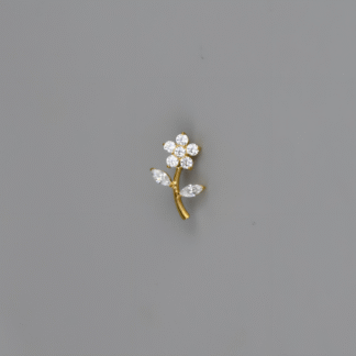 Piercing Flor em Titânio Dourado PVD com Zircônias