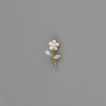 Piercing Flor em Titânio Dourado PVD com Zircônias