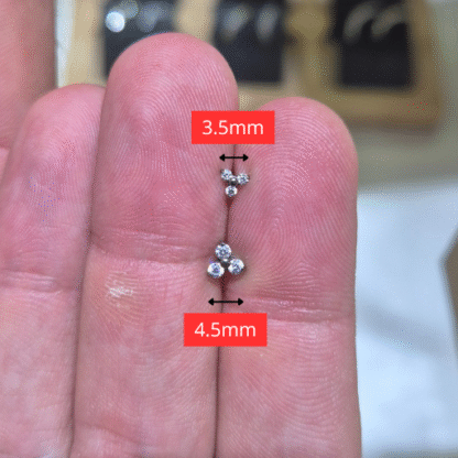 Piercing Trinity Mini em Titânio com Zircônias - Imagem 2