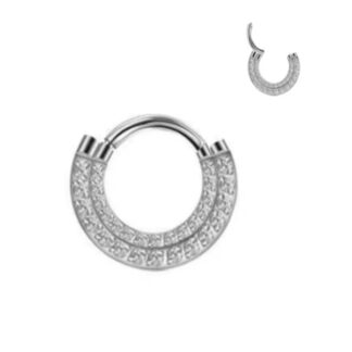 Piercing Daith Argola Segment Zircônias em Titânio