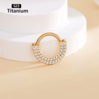 Piercing Daith Argola Segment Zircônias em Titânio Dourado
