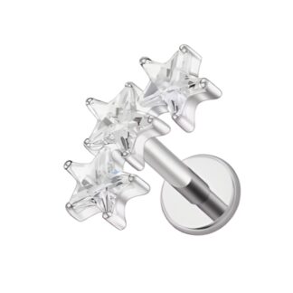 Piercing Estrela Tripla em Titânio com Zircônias