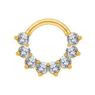 Piercing Daith Argola Segment Zircônias Cravejadas em Titânio Dourado