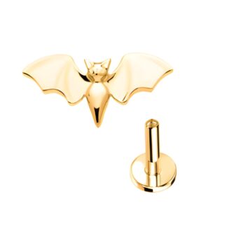Piercing Morcego em Titânio Dourado PVD com Zircônias