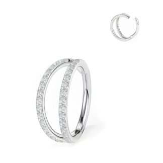 Piercing Argola Segment em Titânio com Dupla Fileira Zircônias