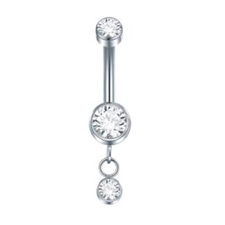 Piercing Bananabell em Titânio com Zircônias e Pingente