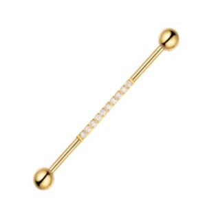 Piercing Transversal em Titânio Dourado PVD com Zircônias