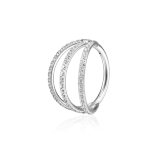 Piercing Argola Segment em Titânio com Tripla Fileira Zircônias