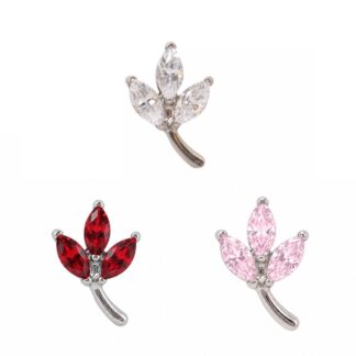 Piercing de Flor Lotus em Titânio com Zircônia Branca e Colorida