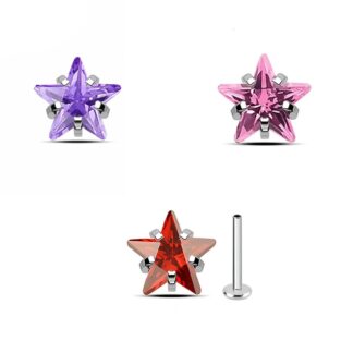 Piercing de Estrela em Titânio com Zirconia Colorida