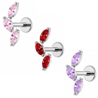Piercing de Raminho Cravejado em Titânio com Zircônia Colorida