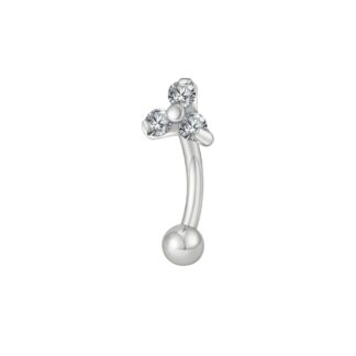 Piercing Barbell Curvo Trinity em Titânio Com Zircônias