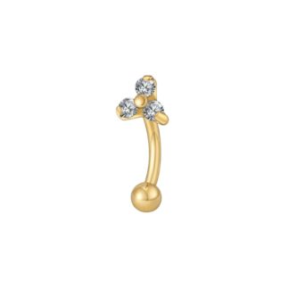 piercing sobrancelha titânio dourado trinity zirconias