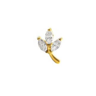 Piercing de Flor Lotus em Titânio Dourado PVD com Zircônia