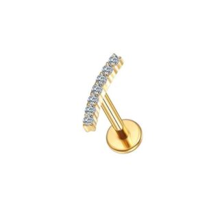 Piercing Mini Cluster Cravejado 7 Pedras em Titânio Dourado PVD com Zircônias