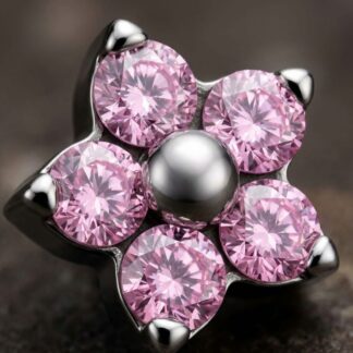 Piercing Florzinha em Titânio com Zircônias Rosa