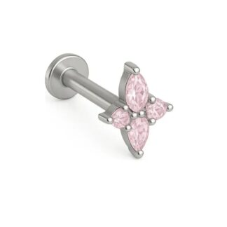 Piercing Naipe de Ouros em Titânio com Zircônias Rosa
