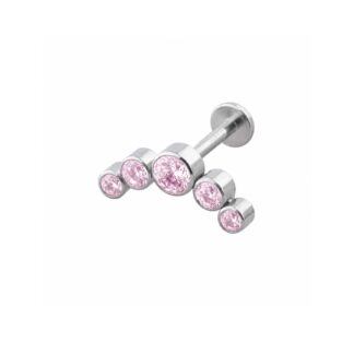 Piercing Cluster 5 Pedras em Titânio com Zircônias Rosa